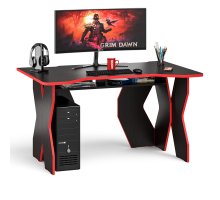 Стол компьютерный С-МД-СК5-1400, цвет венге/кромка красная, ШхГхВ 140х90х75 см. (Стол для геймера Краб-5)