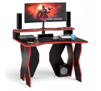 Стол компьютерный с надстройкой С-МД-СК6-1200Н, цвет венге/кромка красная, ШхГхВ 120х90х91(75) см. (Стол для геймера Краб-6 с надстройкой)